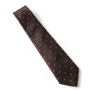 Vintage Paco Rabanne Paris 100% Silk Tie Handmade Italy Brown Gold Silver Dot